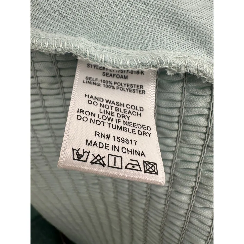 Arula Womens Seafoam Smocked Top Size XL NWT Peasant Boho Tie Back Resort Crop Green - Image 7