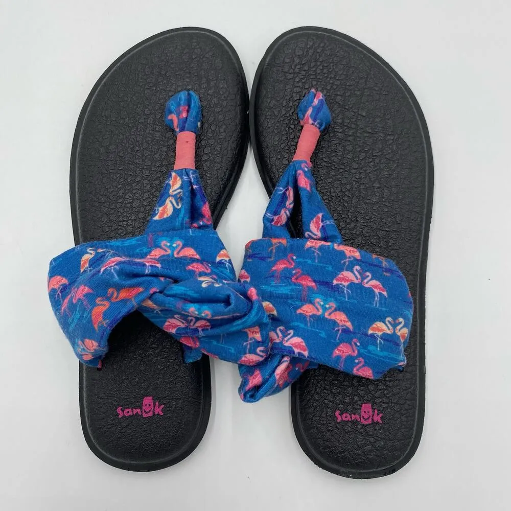 Sanuk Women's Blue Flamingo Graphics Yoga Sling Sandals Size US 7 - Image 2
