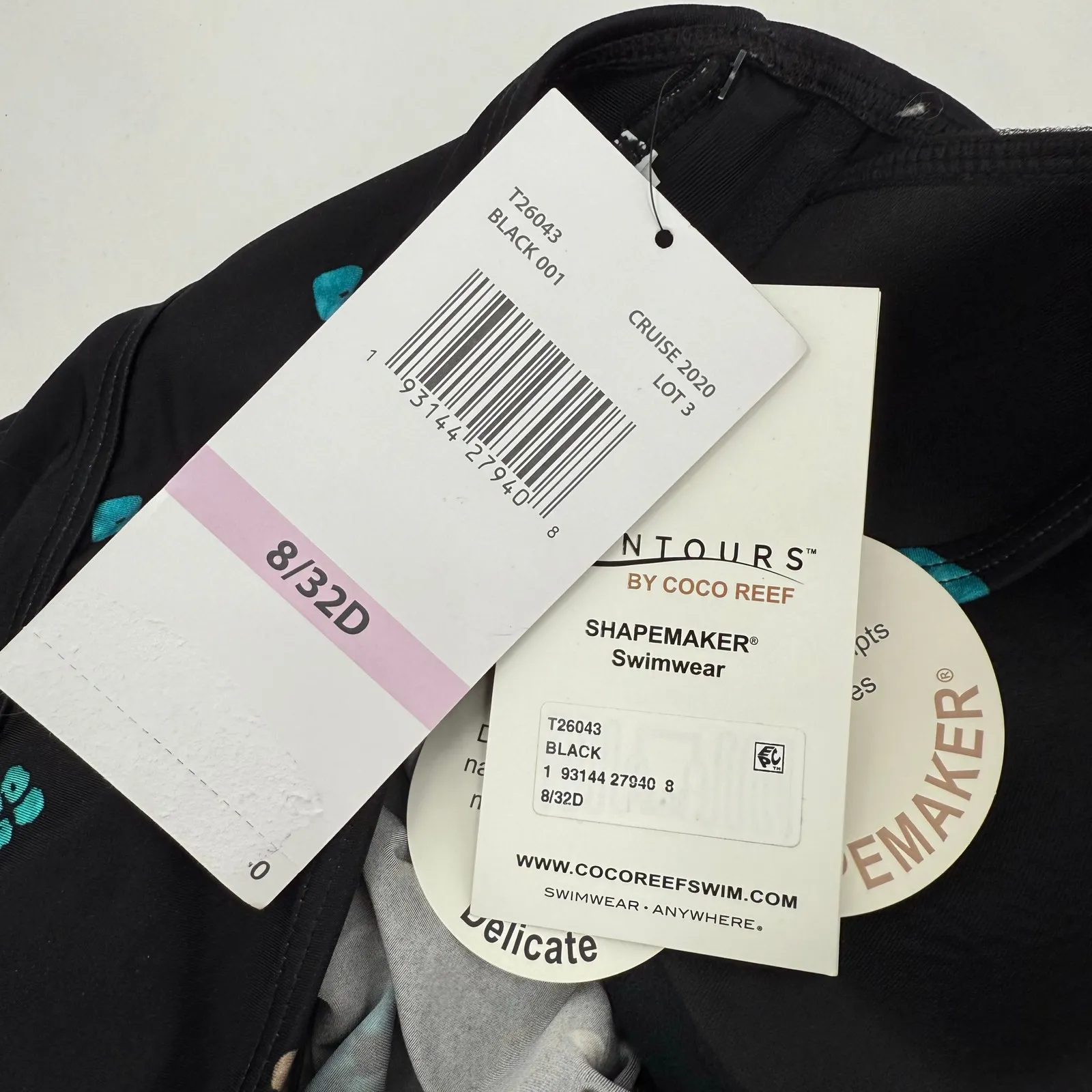 CONTOURS BY COCO REEF Tankini Top Size 8/32D NWT Black Underwire Shapemaker - Image 6