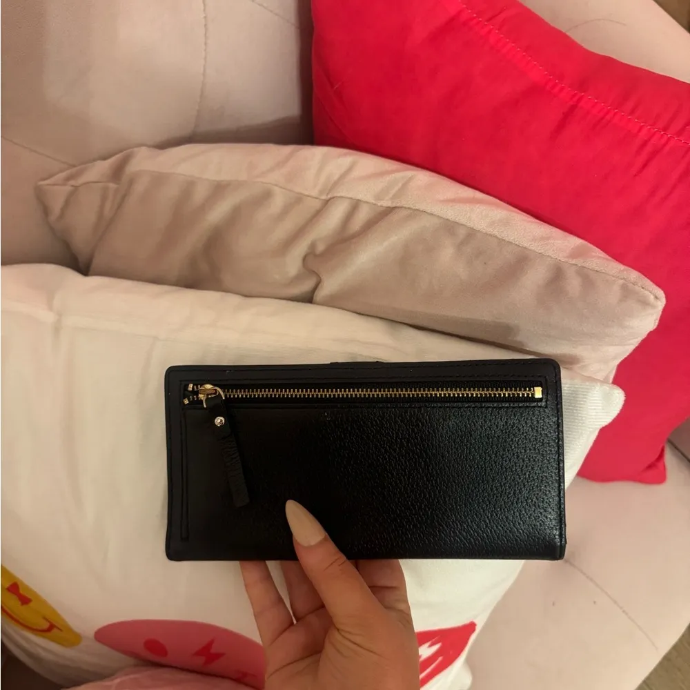 Kate Spade Stacy Black Leather Bifold Snap Wallet, Medium, 7.5x4 Inch. - Image 4