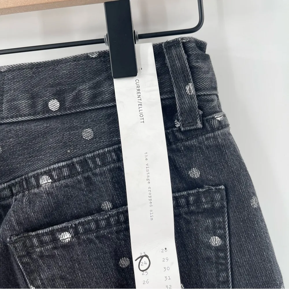 CURRENT/ELLIOTT Jeans Size 24 Denim The Vintage Cropped Slim Polka Dots Dot NWT - Image 5