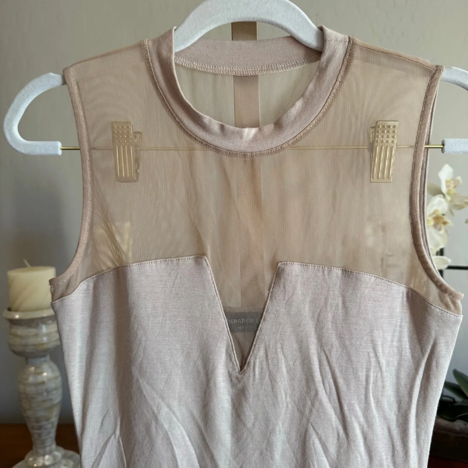 Generation Love Sheer Panel Sleeveless Top Nude Blush Size Small Sample NWOT - Image 4