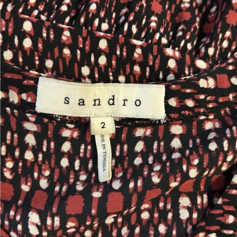 Sandro Paris Sleeveless Blouse Size 2 Multicolor Geometric Print Silk Blouse - Image 7