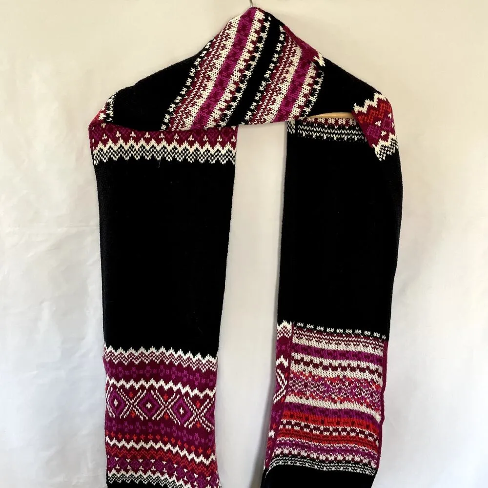 Talbots black and pink knit geometric scarf one size cotton wool winter striped - Image 7