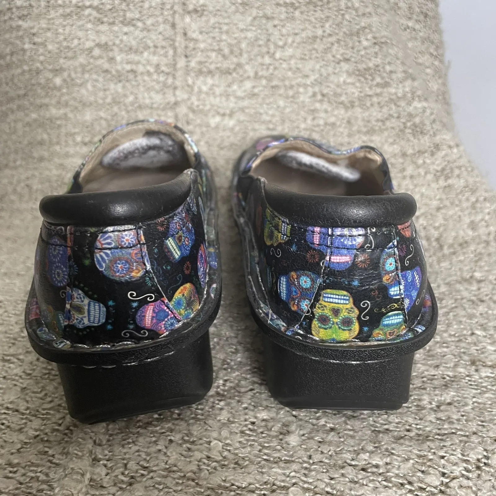 Alegria Debra Orthopedic Shoe Sugar Skulls Black Purple Blue Size 35 - Image 4