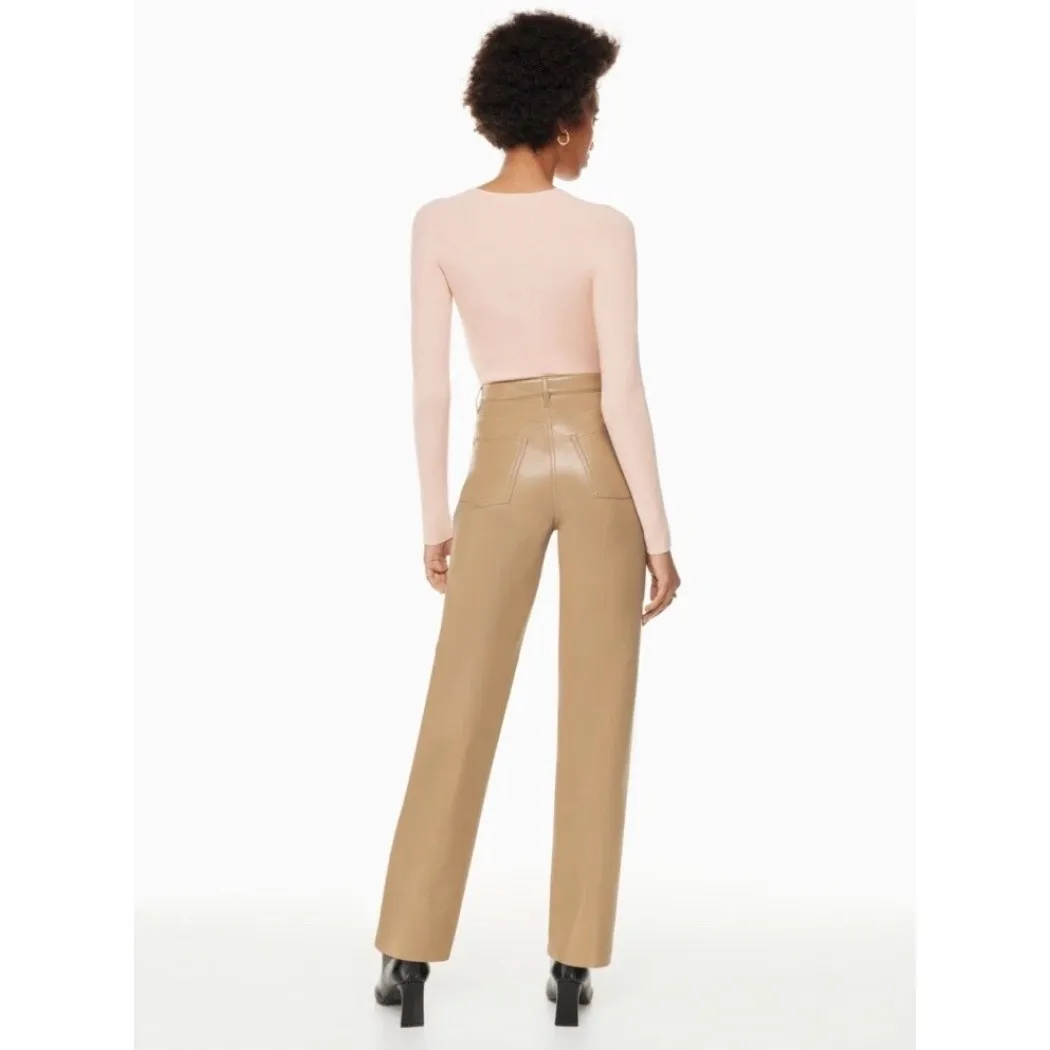ARITZIA Wilfred Saville Melina Vegan Leather Pants Saville Beige High Waist Sz 4 - Image 2