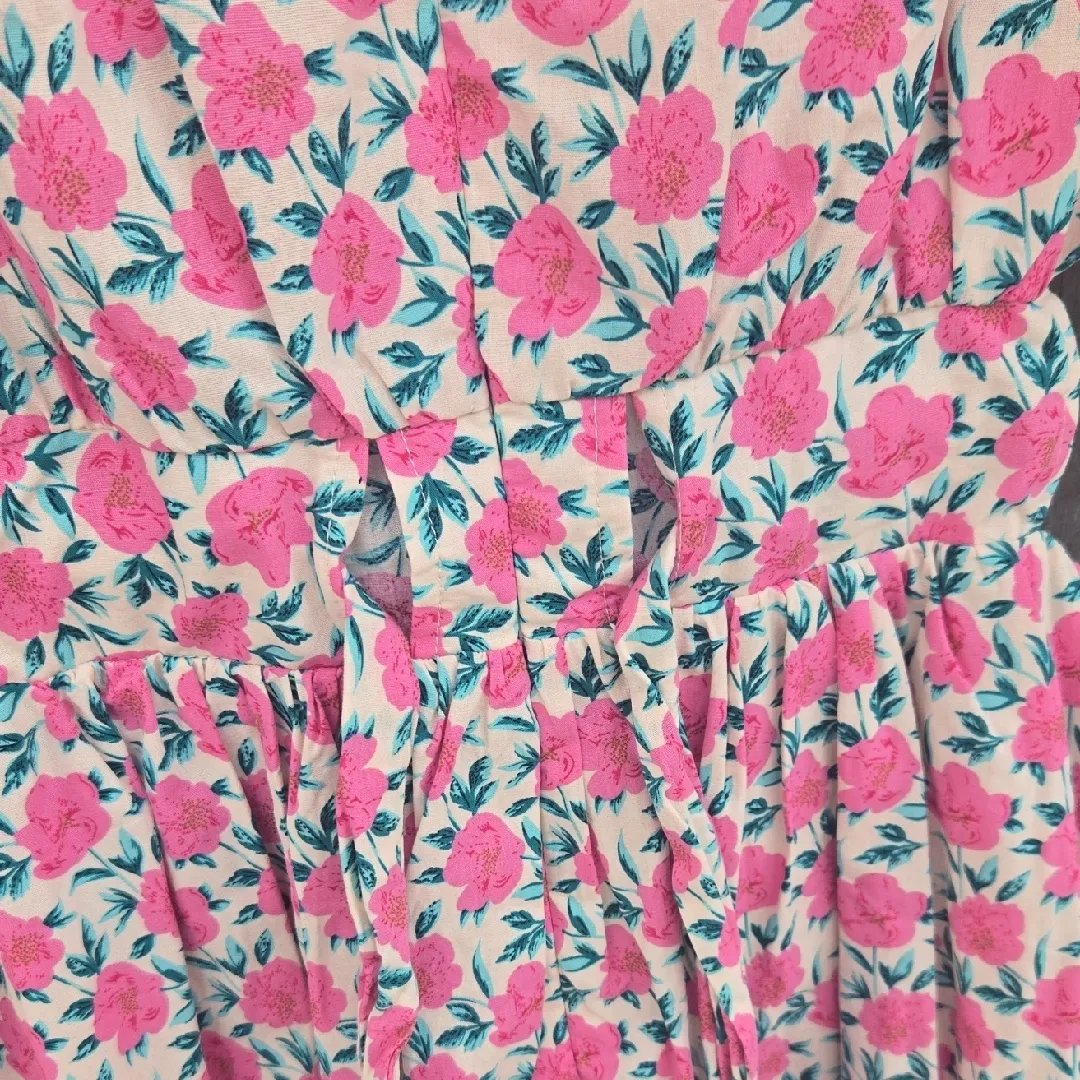 TCEC Floral Pink and Green Dress - Image 6