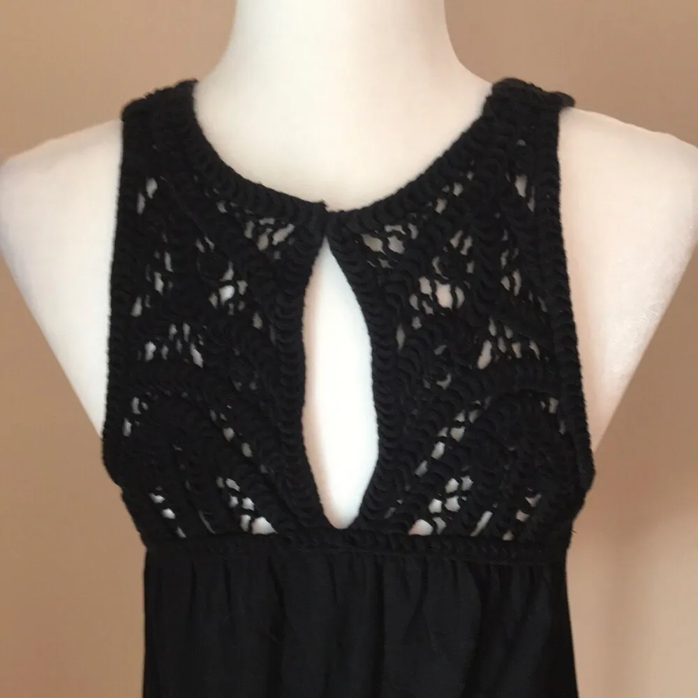 Battenburg Lace Yoke Tank in Black - Image 4