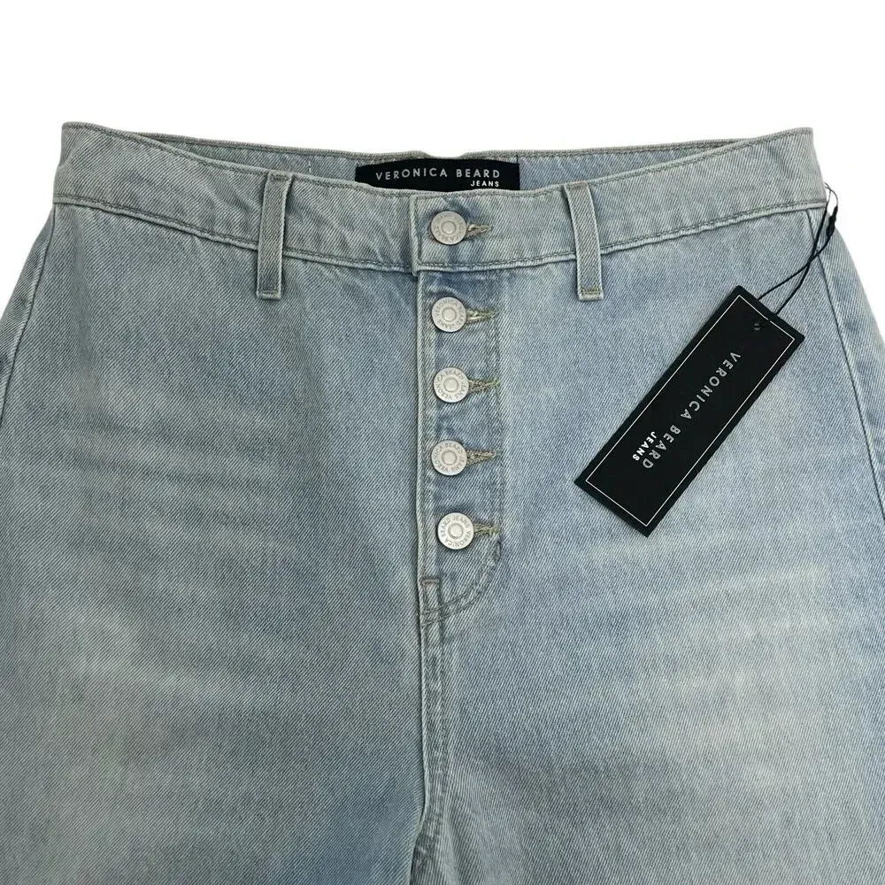 VERONICA BEARD Grant Wide-Leg Raw Hem Aire Cropped Jeans Button Fly Flare 29 - Image 7