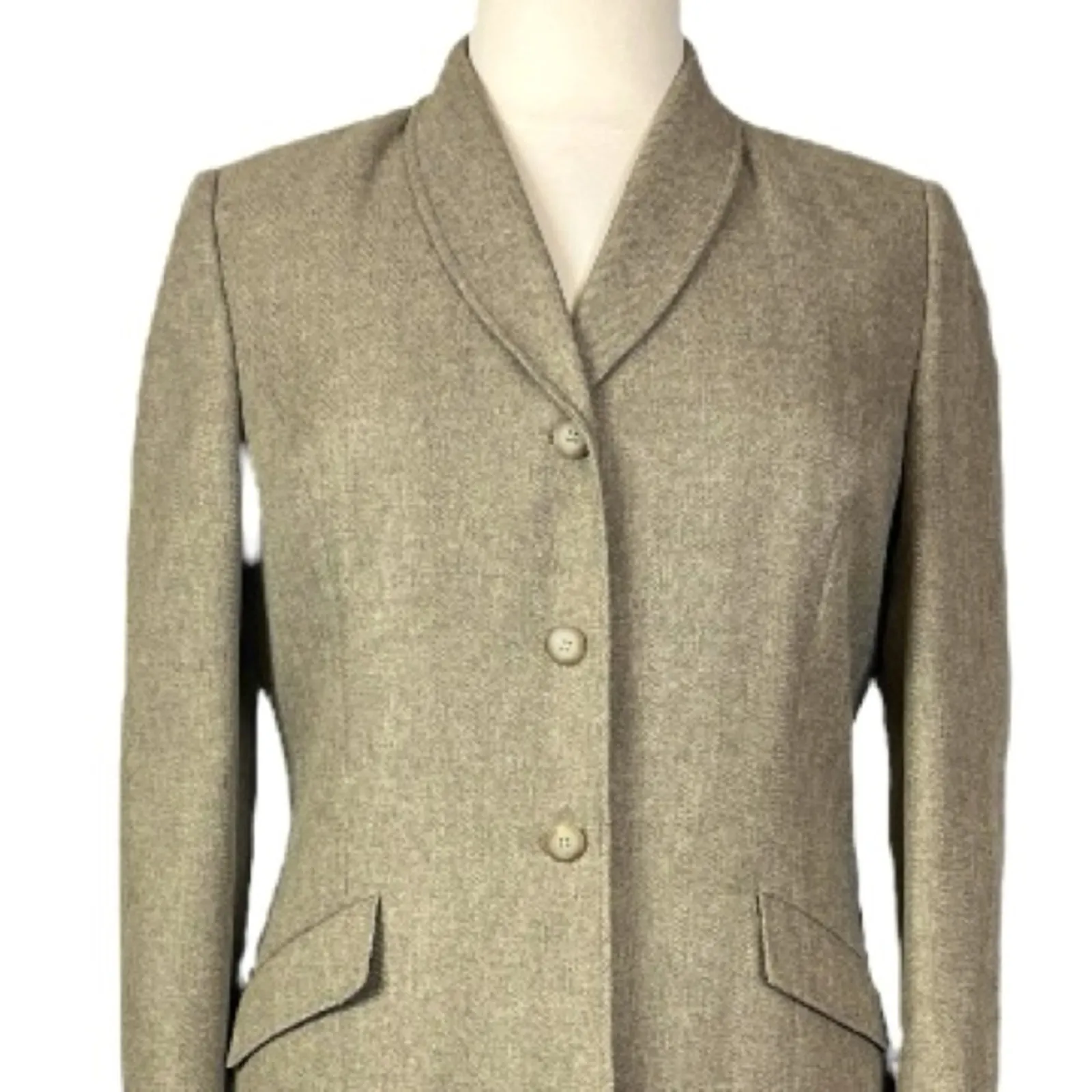 Le Suit Retro Pant Suit Set 3 Button Shawl Collar Blazer Tan Women’s Size 16 - Image 7