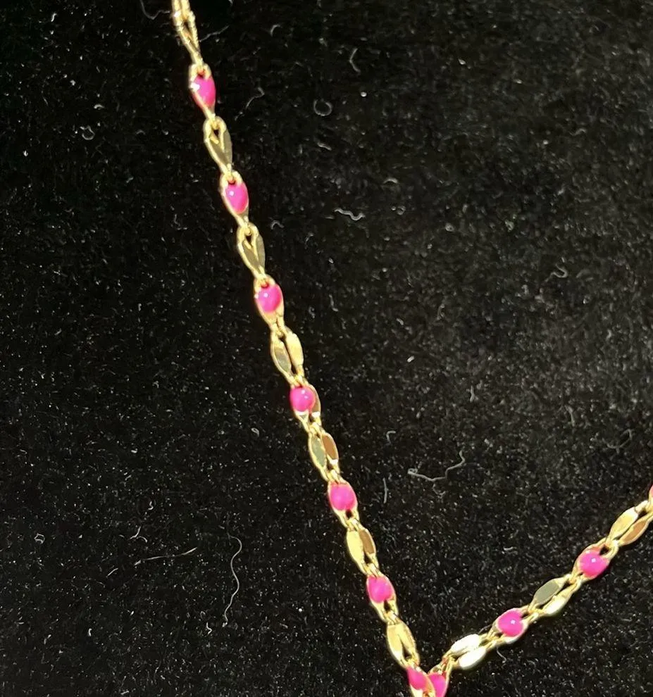 Adorable Dainty Y Necklace Pink - Image 5