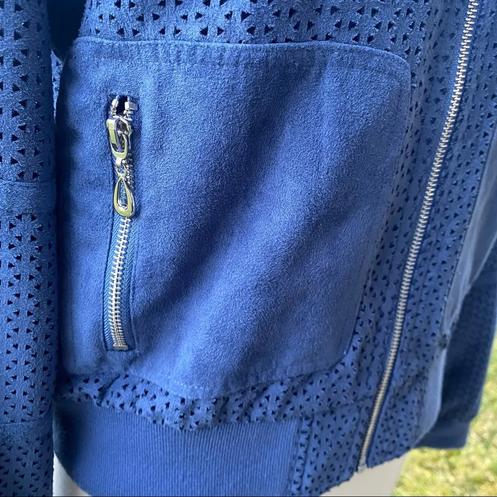 Kenneth Cole New York Faux Suede Jacket Blue Size M - Image 8