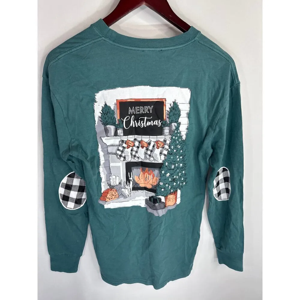 Gameday Couture‎ "I'll Be Home" Holiday Elbow Patch Shirt Women's XXL NWOT Green - Image 3