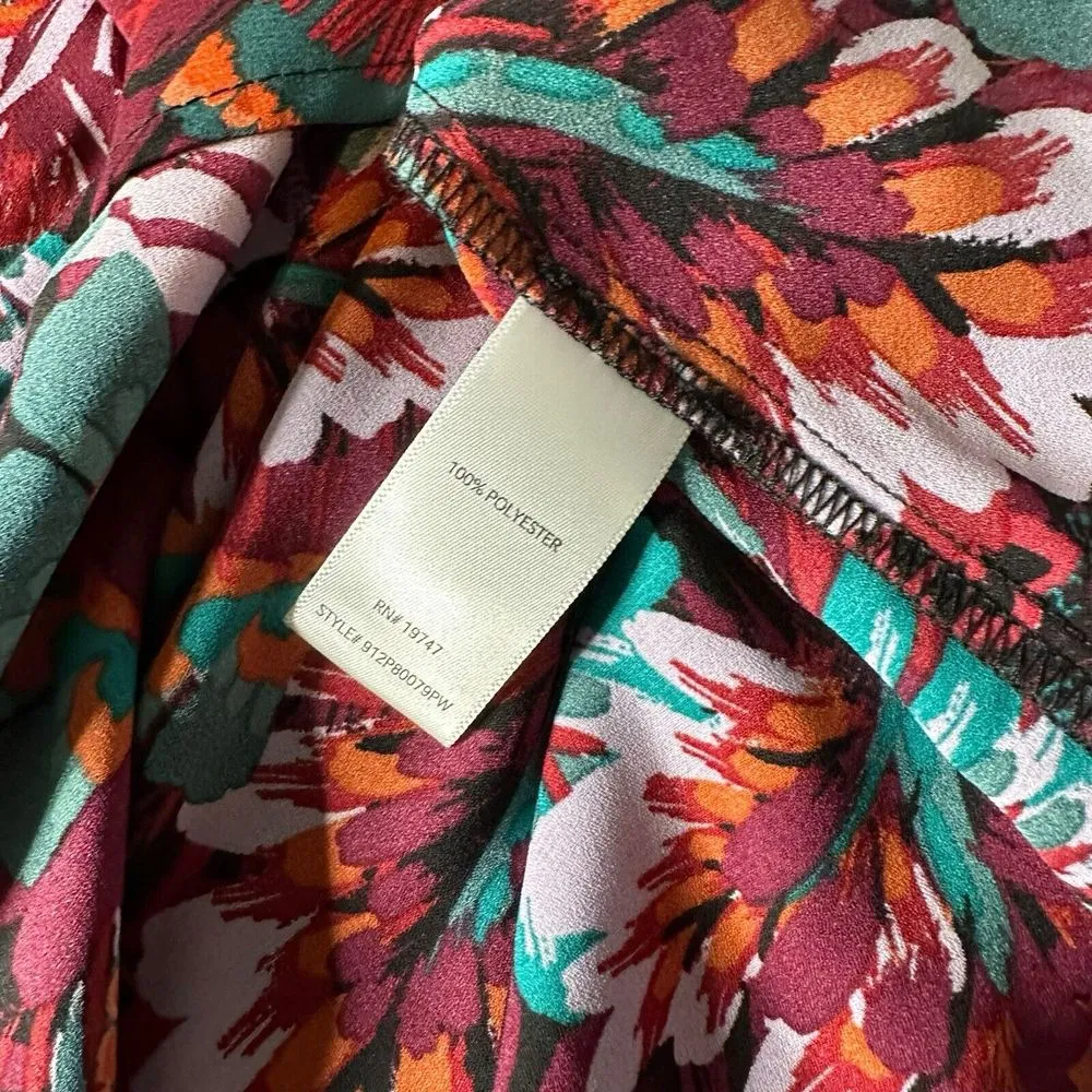 The Pioneer Women BOHO Floral Tunic Top Hi‎ Low Hem Flowy Size M V Neck Blue Size M - Image 10