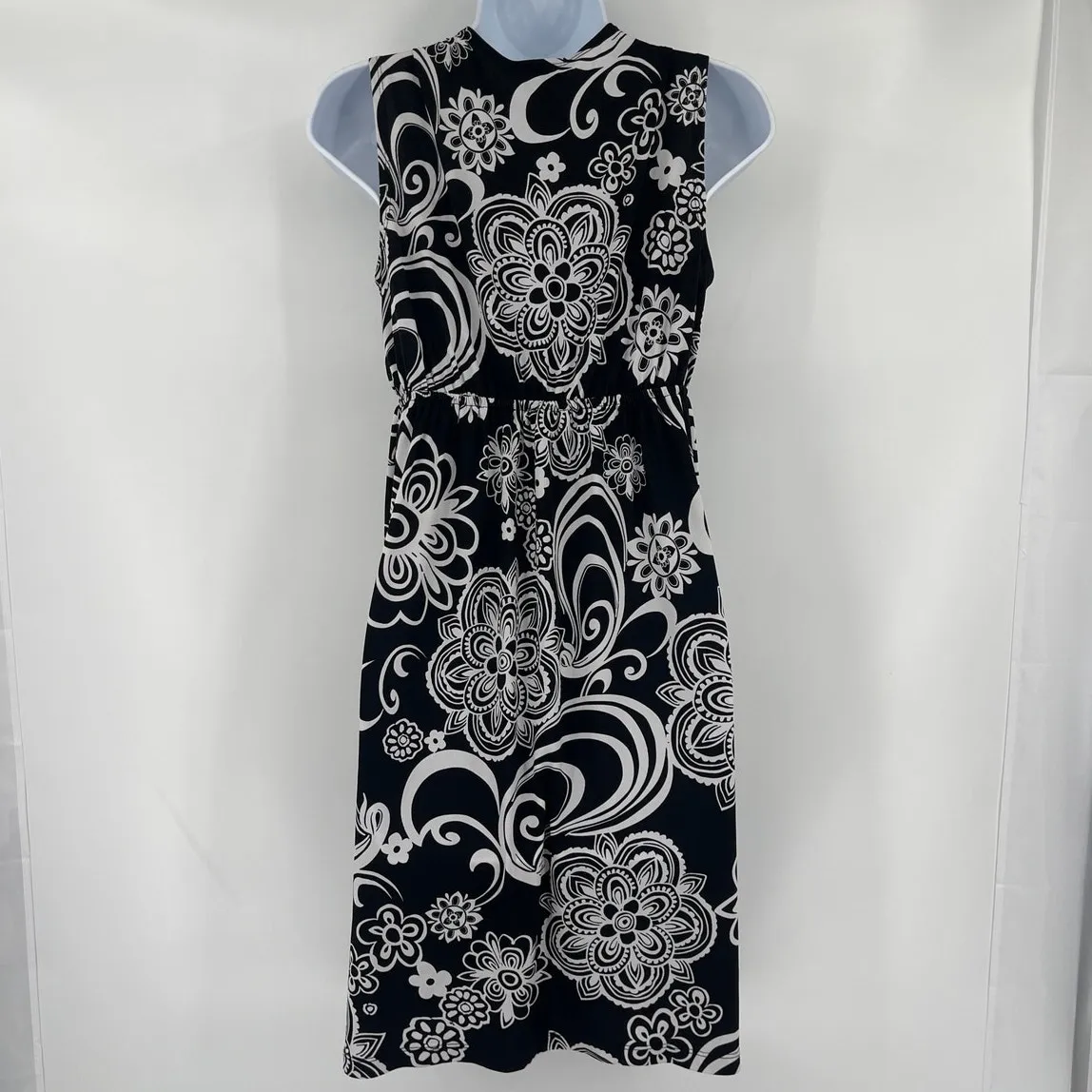 EnFocus Y2K Surplice Babydoll Dress Sz 8 Coastal Retro Boho Resort Monochrome - Image 6