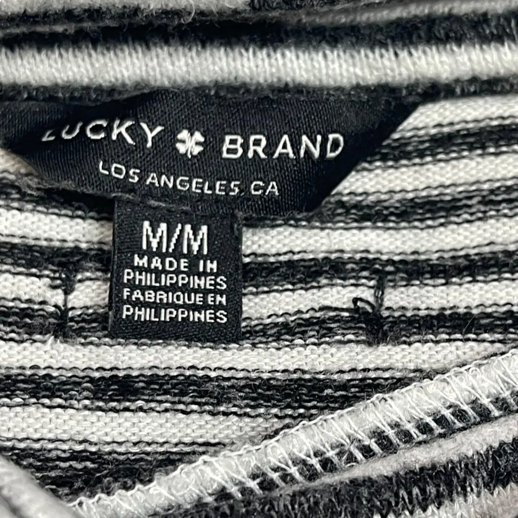 Lucky Brand Striped Cowl‎ Neck Viscose Top Women's Medium Oversized Black White - Image 8