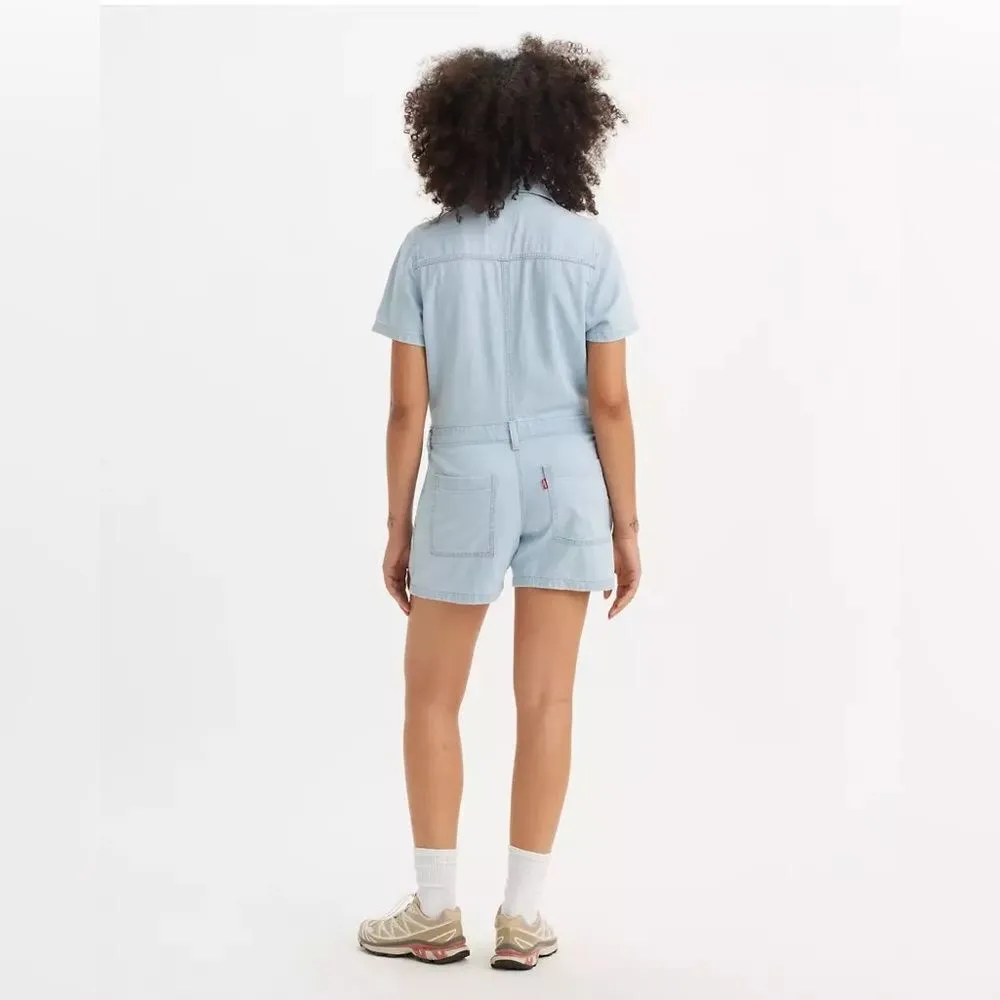 Levi's Heritage Denim Romper Shortsleeve Light Blue 100% Cotton C46 - Image 2