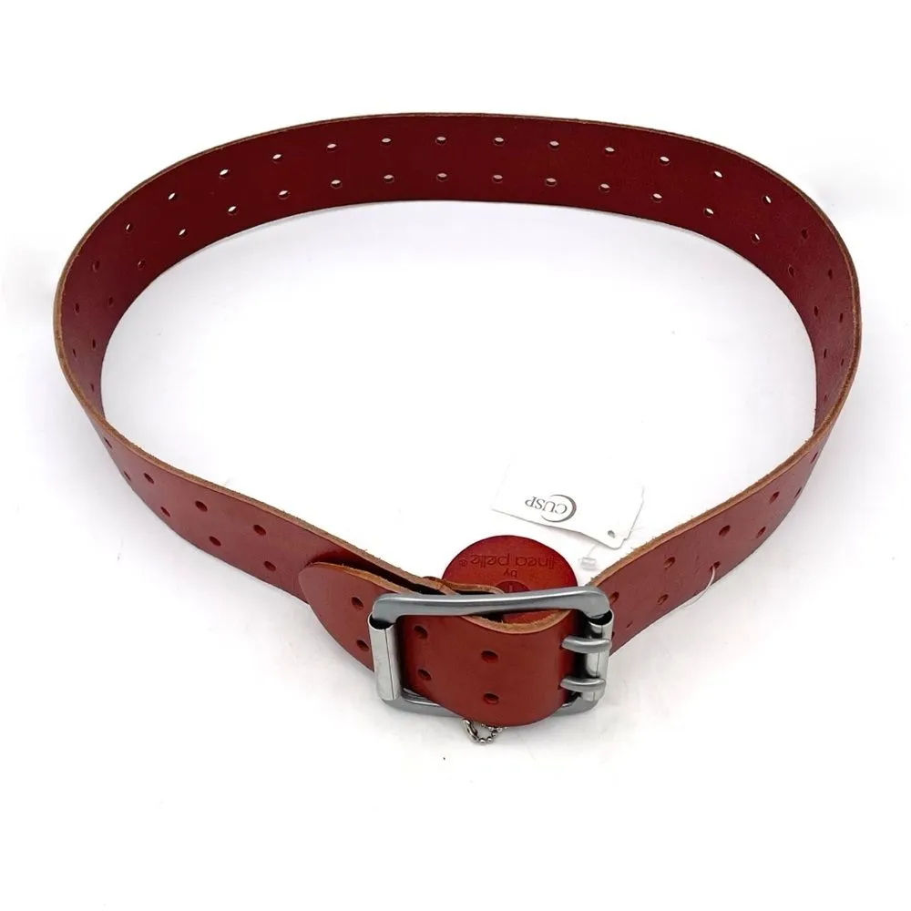 NWT Linea Pelle Brown Genuine Leather Belt Size Small Double Prong Buckle NEW - Image 9