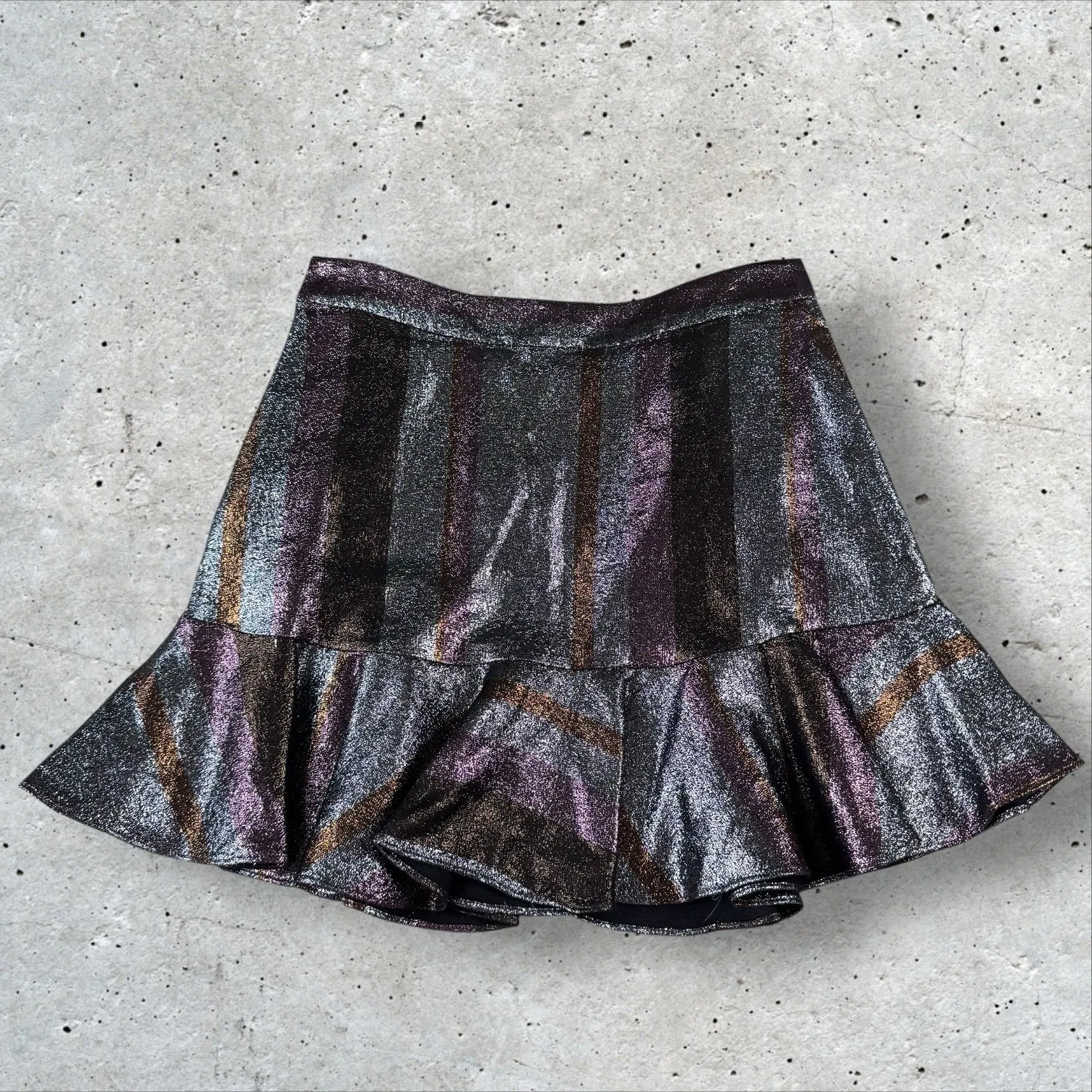 Derek Lam 10 Crosby Alexis Rose Metallic Mini Flounce Skirt Schitt's‎ Creek Sz 4 - Image 6