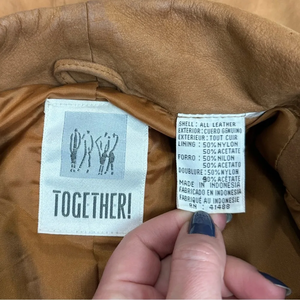 Vintage Tan Suede Leather Whipstitch Oversized Jacket Fits Large, 90s Vintage - Image 2
