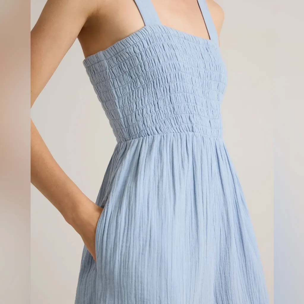 NWT Quince Women’s 100% Organic Cotton Gauze Smocked Wide - Image 4