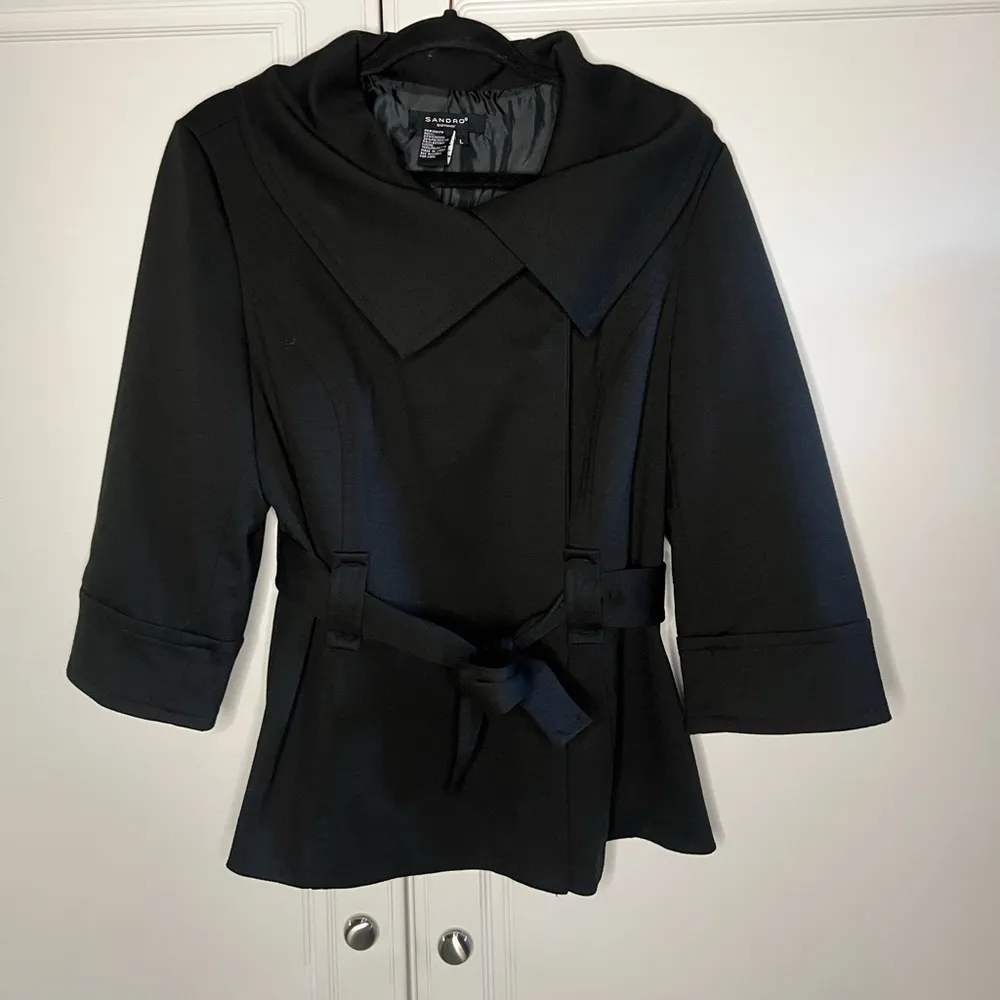 Sandro Black Belted Trench Jacket - Image 7