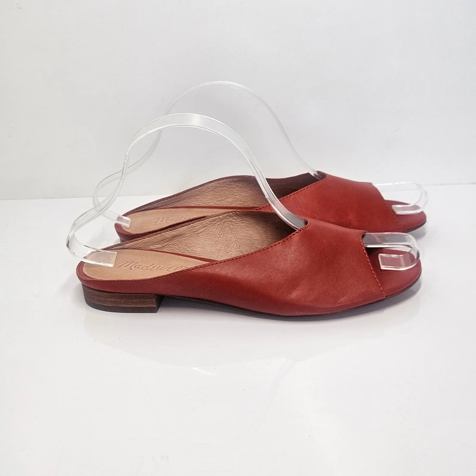 Madewell The Tavi Slide Sandal Flat Peep Toe Slip On Leather Casual Cinnabar 7.5 - Image 3
