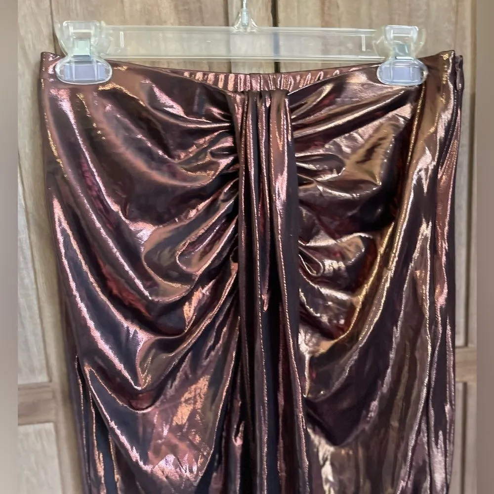 NWT.  CIDER Metallic Mid Waist Split midi skirt. - Image 4