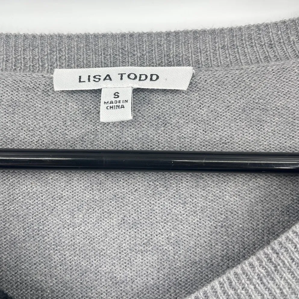 Lisa Todd Cashmere Blend Colorblock Sweater Sz S Preppy Quiet Luxury Oversize Black - Image 10