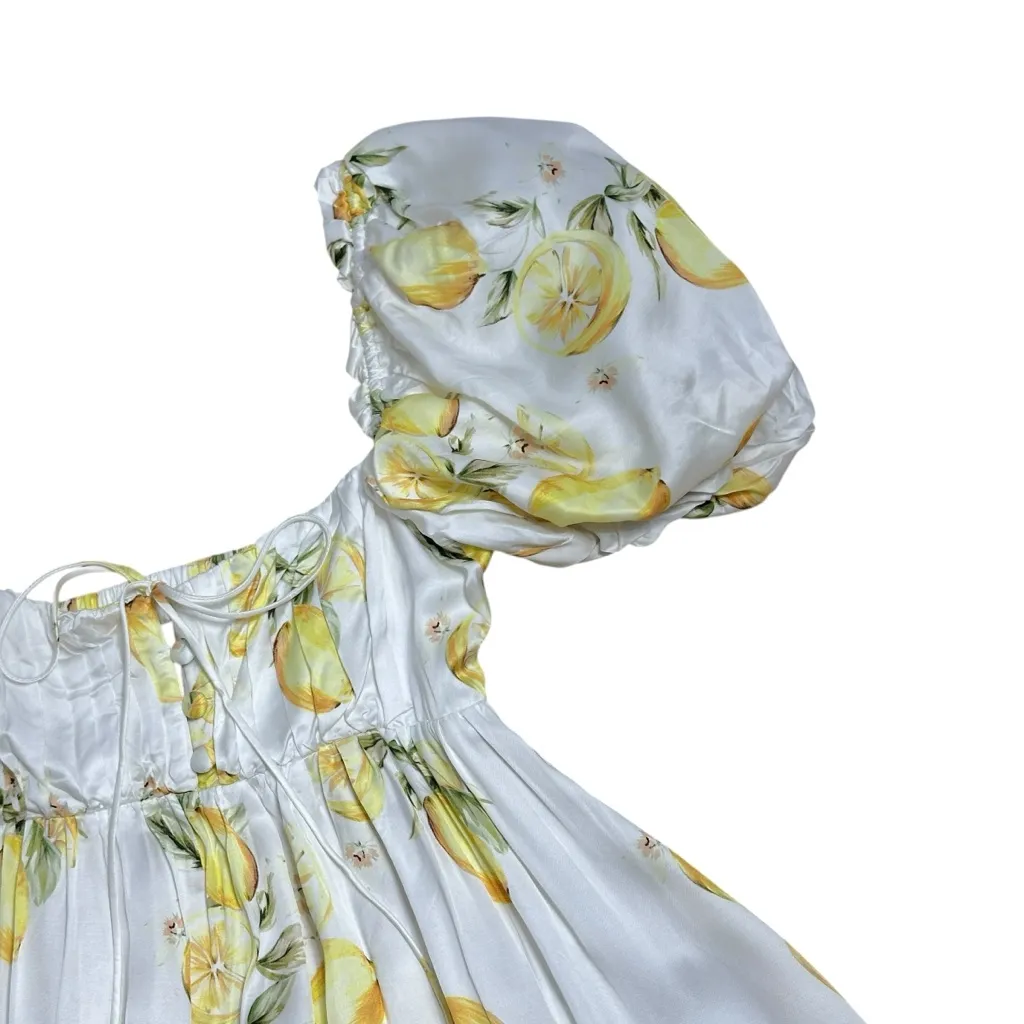 For Love & Lemons Serafina Yellow Lemons Mini Dress Womens S - Image 3
