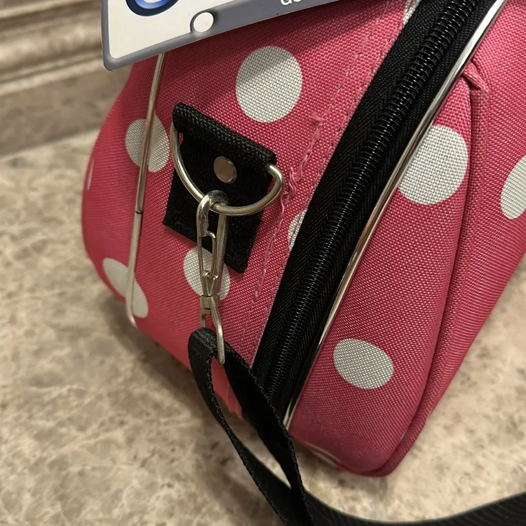 Rockland Luca Vergani Cosmetic Case NEW Pink Polka Dots Large Size - Image 11