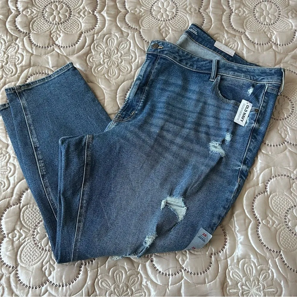Old Navy Mid-Rise Rockstar Super-Skinny Distressed Jeans NEW Plus Size 28 - Image 3