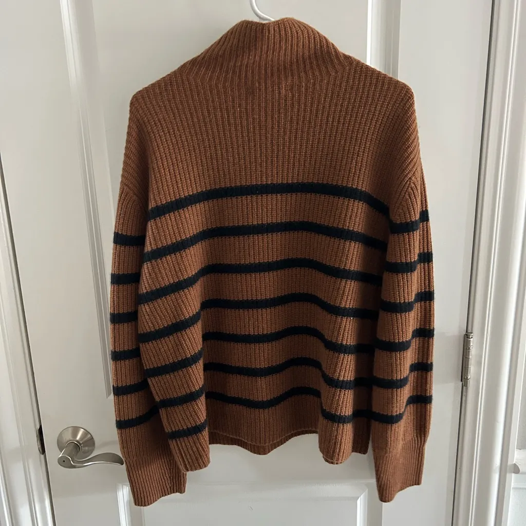 NORDSTROM Stripe 100% Cashmere Mock Neck Sweater - Image 4