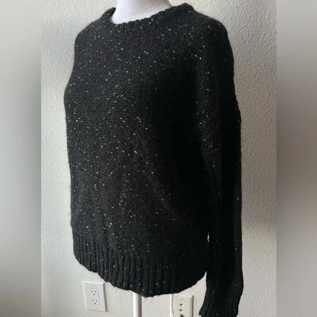 Sandro Black and Gold Speckled Crew Neck Sweater - Image 3