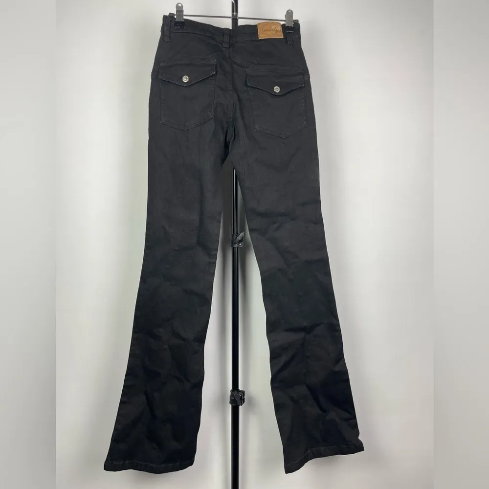 Vintage Milly Jeans Black Studded Y2K Bell Bottom‎ Flared Denim - Image 3