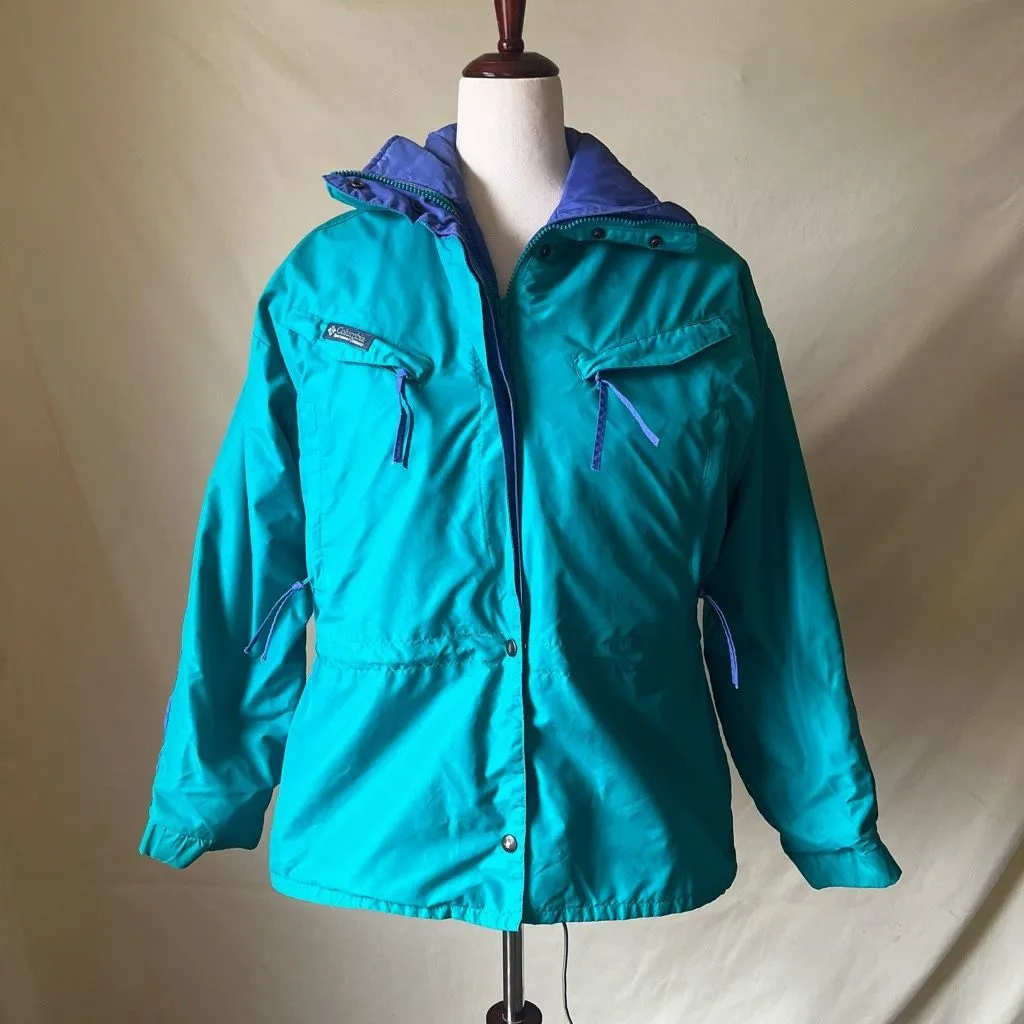 Vintage Columbia 3-in-1 Reversible Ski Jacket Women's Medium Blue Green‎ 90s - Image 7