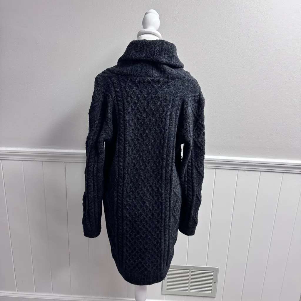 Barefoot Dreams CozyChic Aran Cable Long Button Cardigan Midnight Multi Small - Image 13