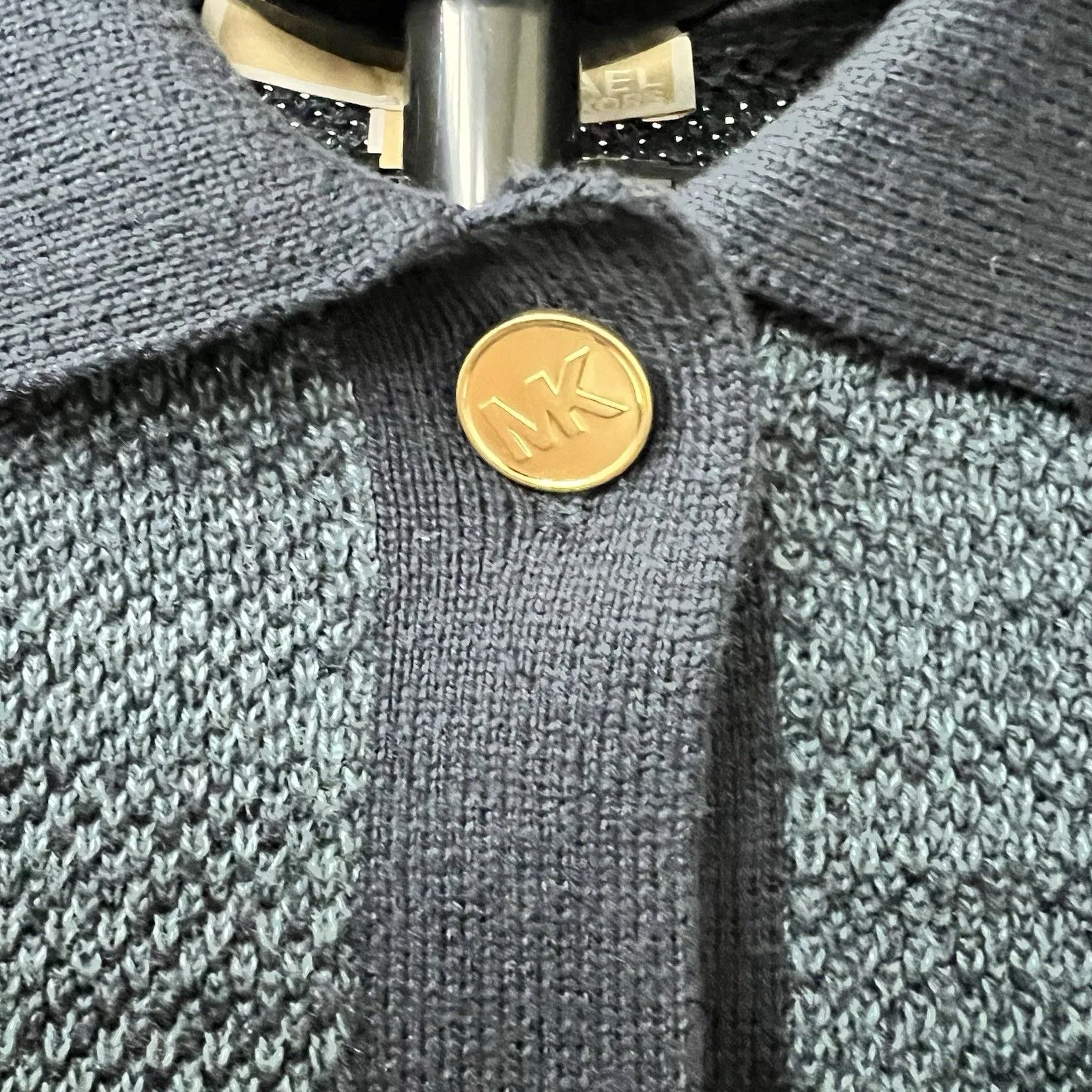 Michael Kors Women’s Button Up Collared Cardigan Midnight Blue Petite Medium NWT - Image 4