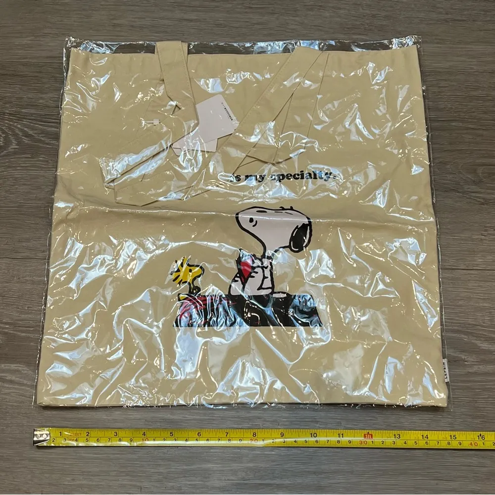 Snoopy and Woodstock beige tote bag - Image 3