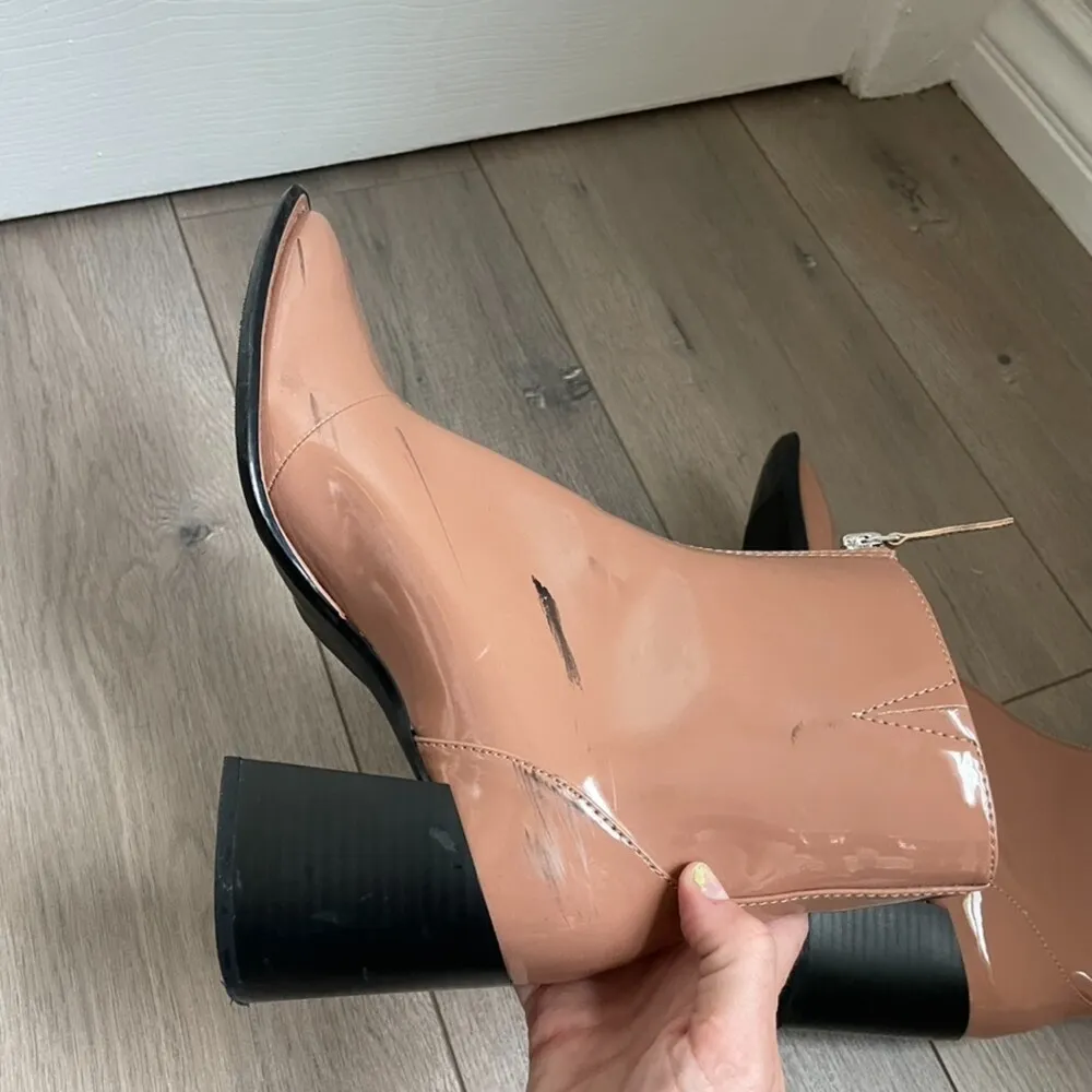 Open Edit Patent Pink Zip heeled ankle Boots - Image 6