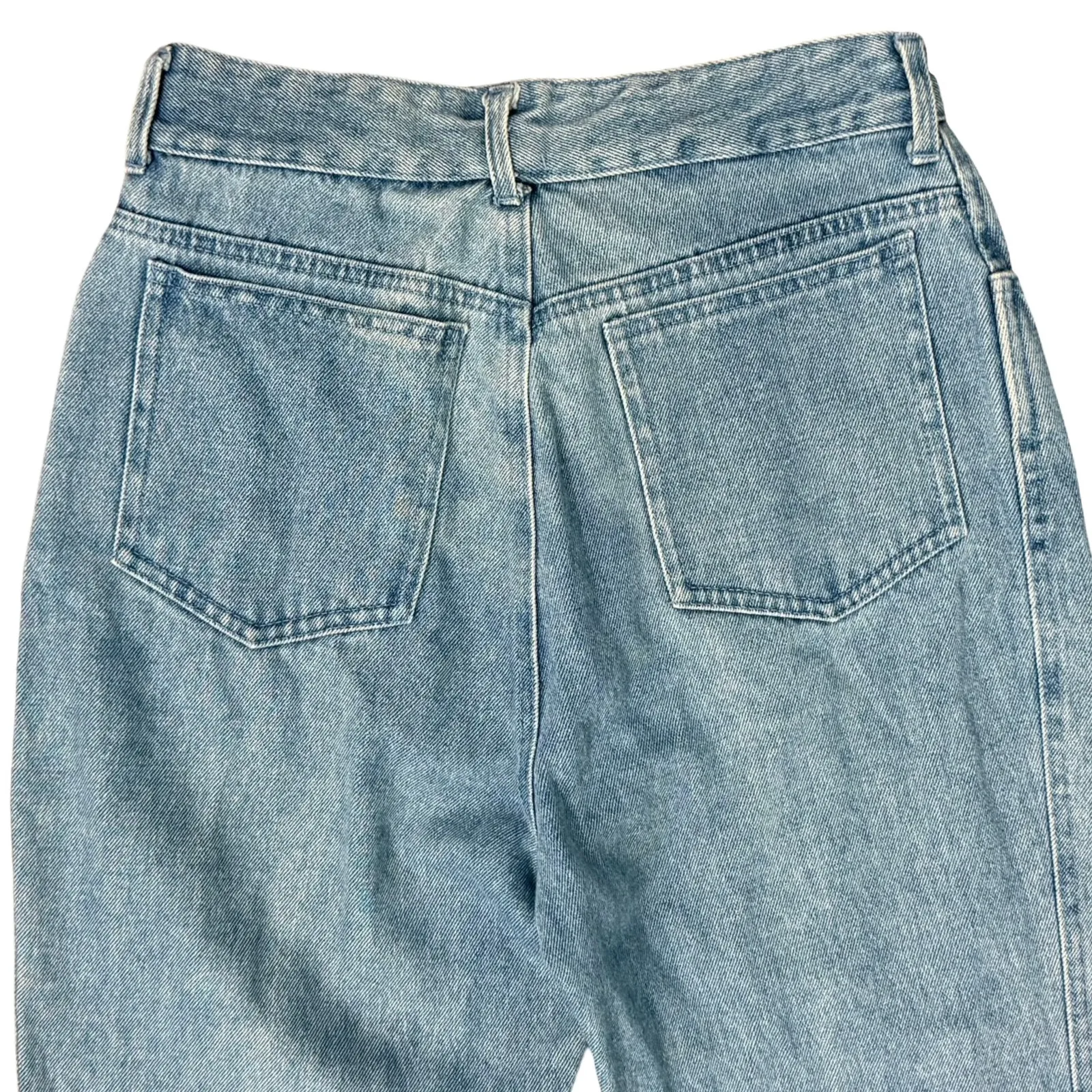 Vintage 90s Grommet Silver Ribbon Light Wash Blue High Rise Mom Jeans size 6 - Image 9