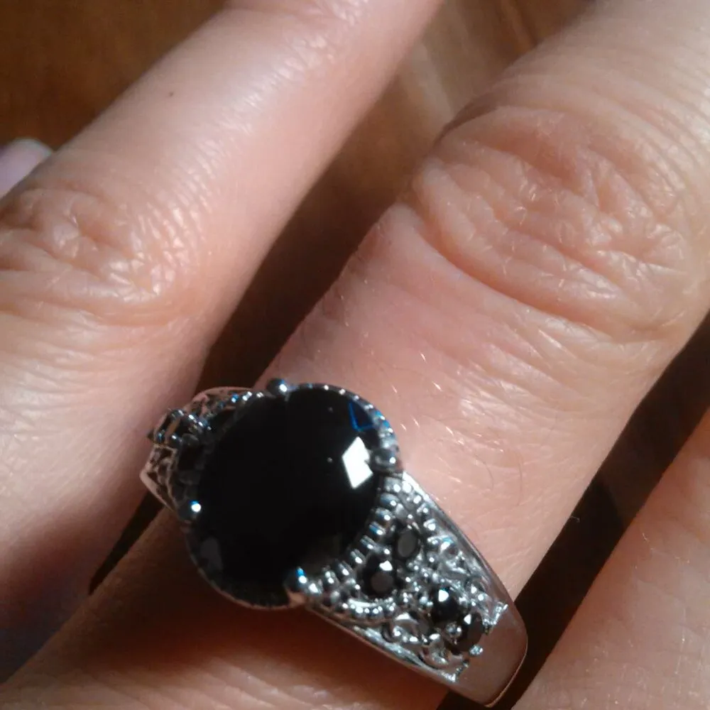 Simulated Black Diamond Stainless Steel Ring (Size 10) - Image 8