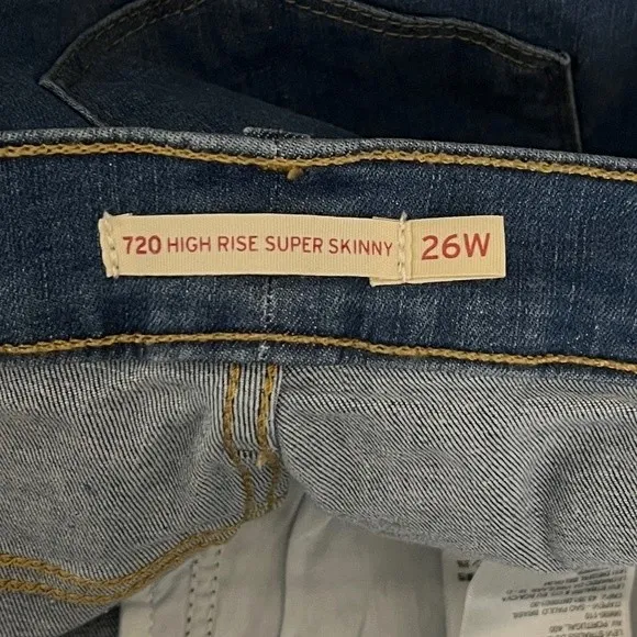 Levi’s‎ 720 High Rise Super Skinny Jeans Blue Medium Wash Distress Destroy - Image 5