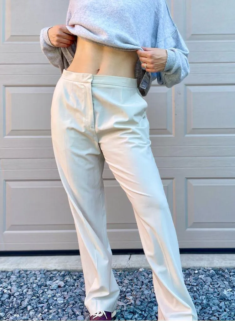 Max Mara Cream Crepe Quiet Luxury High Waisted Pleated Wide Leg Trouser Size 12 - Image 4