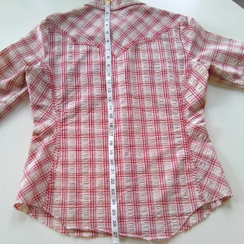 CAbi “Wild West Wear” Red and White Plaid Women's Button Down Shirt - Image 5