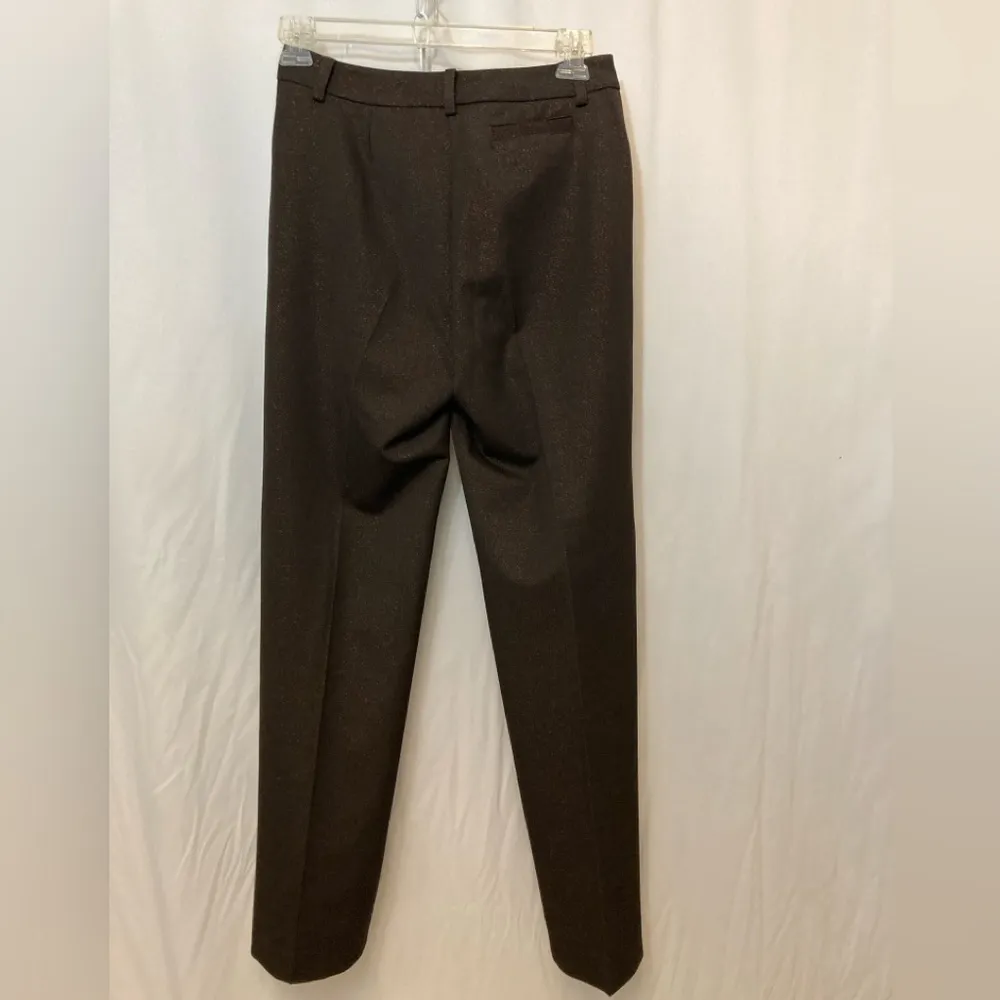 City Girl Nancy Bolen Sparkle Brown Pleated Straight Leg High Rise Slacks Pants Size 6 - Image 8