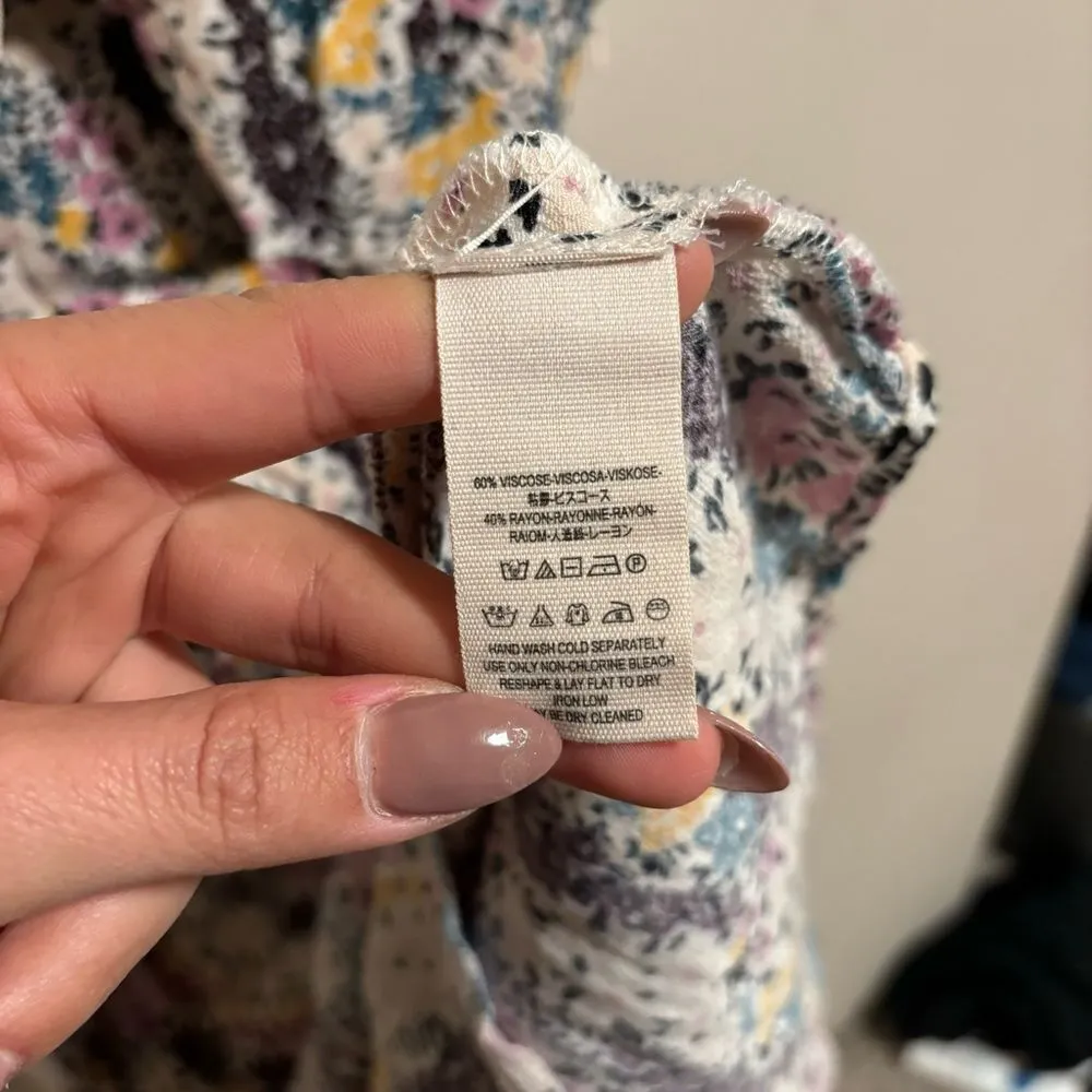 Free People Miss Right Floral Tie Front Short Sleeve Cutout Mini Dress Size XS - Image 6