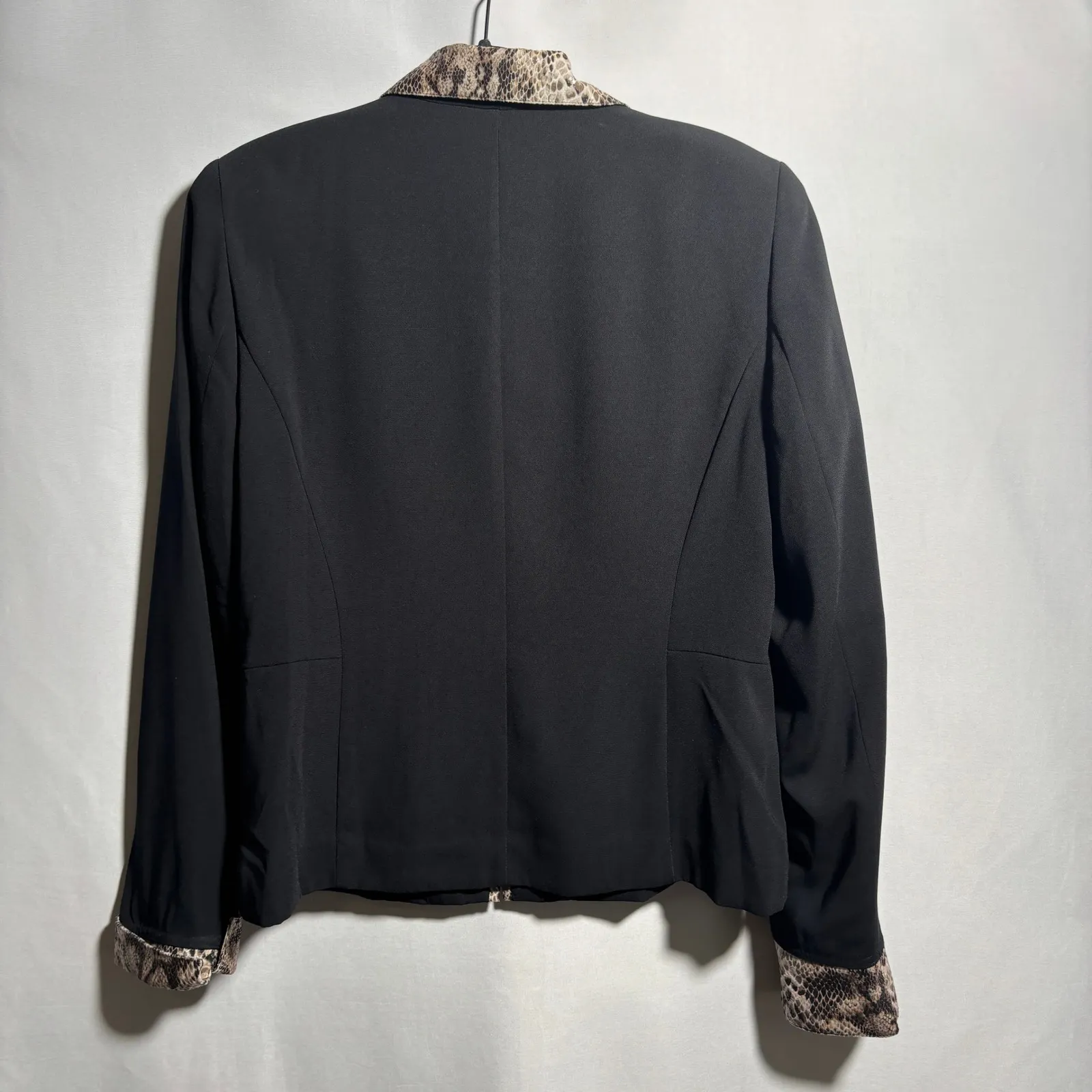 Vintage Norton Mcnaughton Women Black Snakeskin Trim Jacket Blazer Size 10 - Image 2