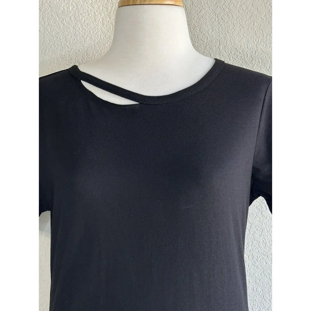 Womens Cut Out Top Harlow BFF Tee Collar Cypress Slit Black S NEW - Image 3
