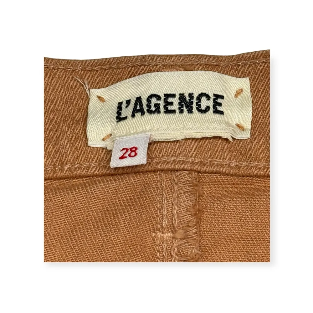 new L'Agence ☀︎︎ Audrey Mid Rise Denim Cutoff Shorts ☀︎︎ Dark Camel Brown ☀︎︎ 28 - Image 9